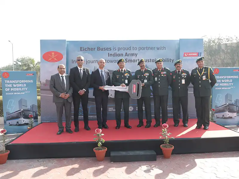Eicher Skyline PRO E 9M Staff AC Electric Buses to the Indian Army